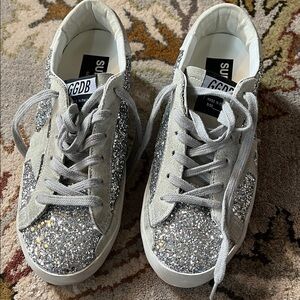Golden Goose silver sequin sneakers size 38